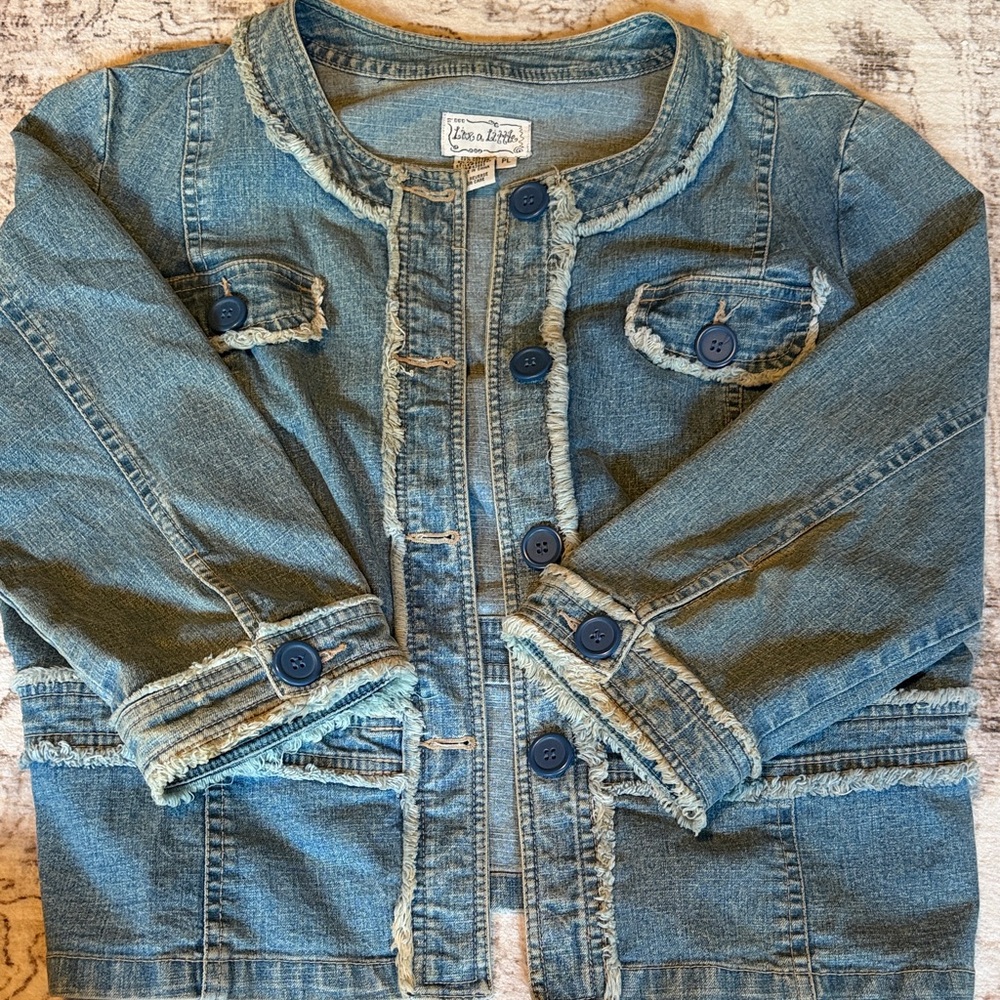 Live a Little Denim Jacket Raw Hem